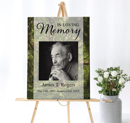 Forest theme funeral poster template