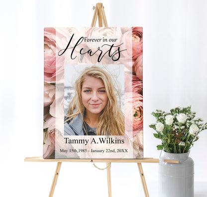 Funeral Welcome Sign | Funeral Poster Photo Sign | Floral Celebration of Life Sign | Memorial Service Welcome Sign | A120
