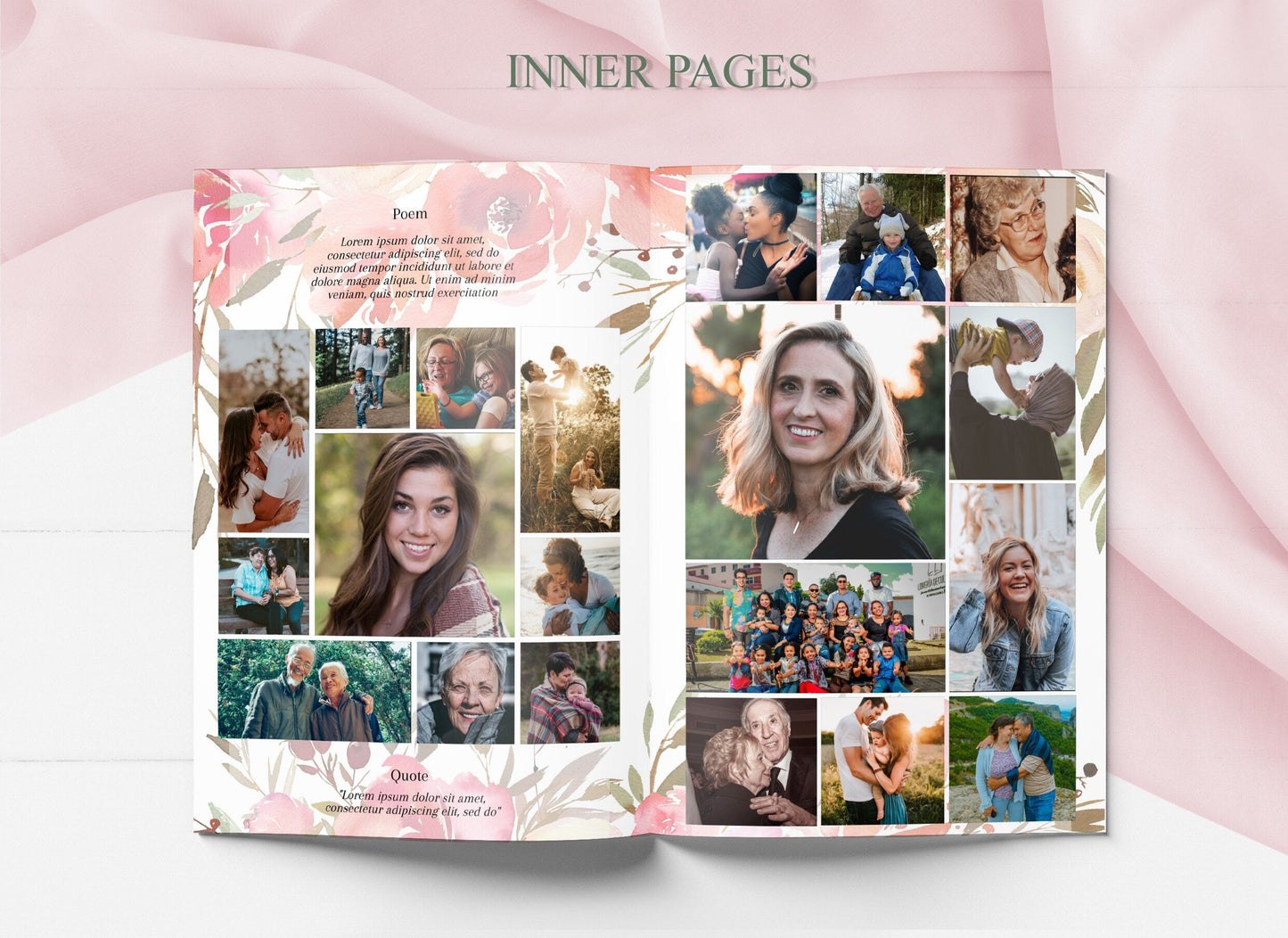 Pink Funeral Program Template for Woman | Obituary Template to Honor Your Loved One | Pink Floral Celebration of Life | A104
