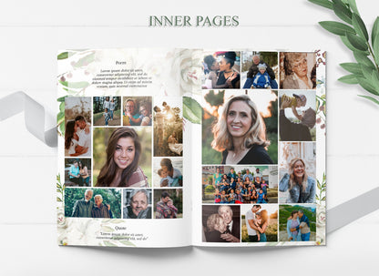 Photo collage insert inside funeral service program template design