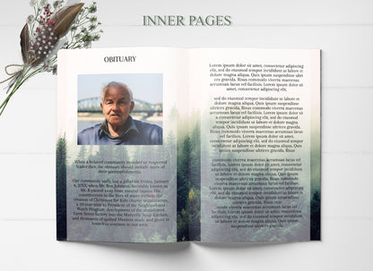 Forest Theme Funeral Program Template - 8 Page