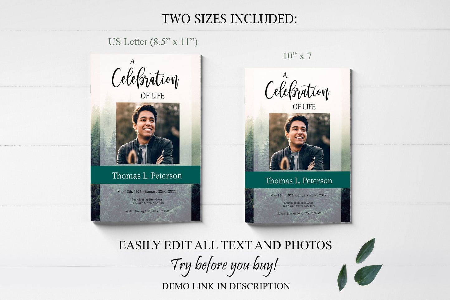 Forest Theme Funeral Program Template - 8 Page