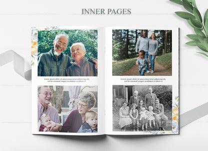 inner page of funeral photo template designed for wife