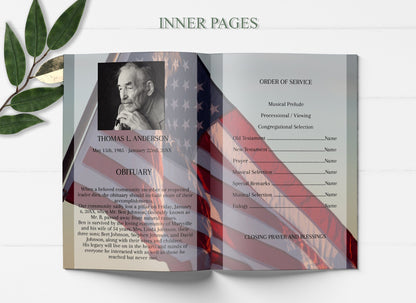 american flag funeral pamphlet inside