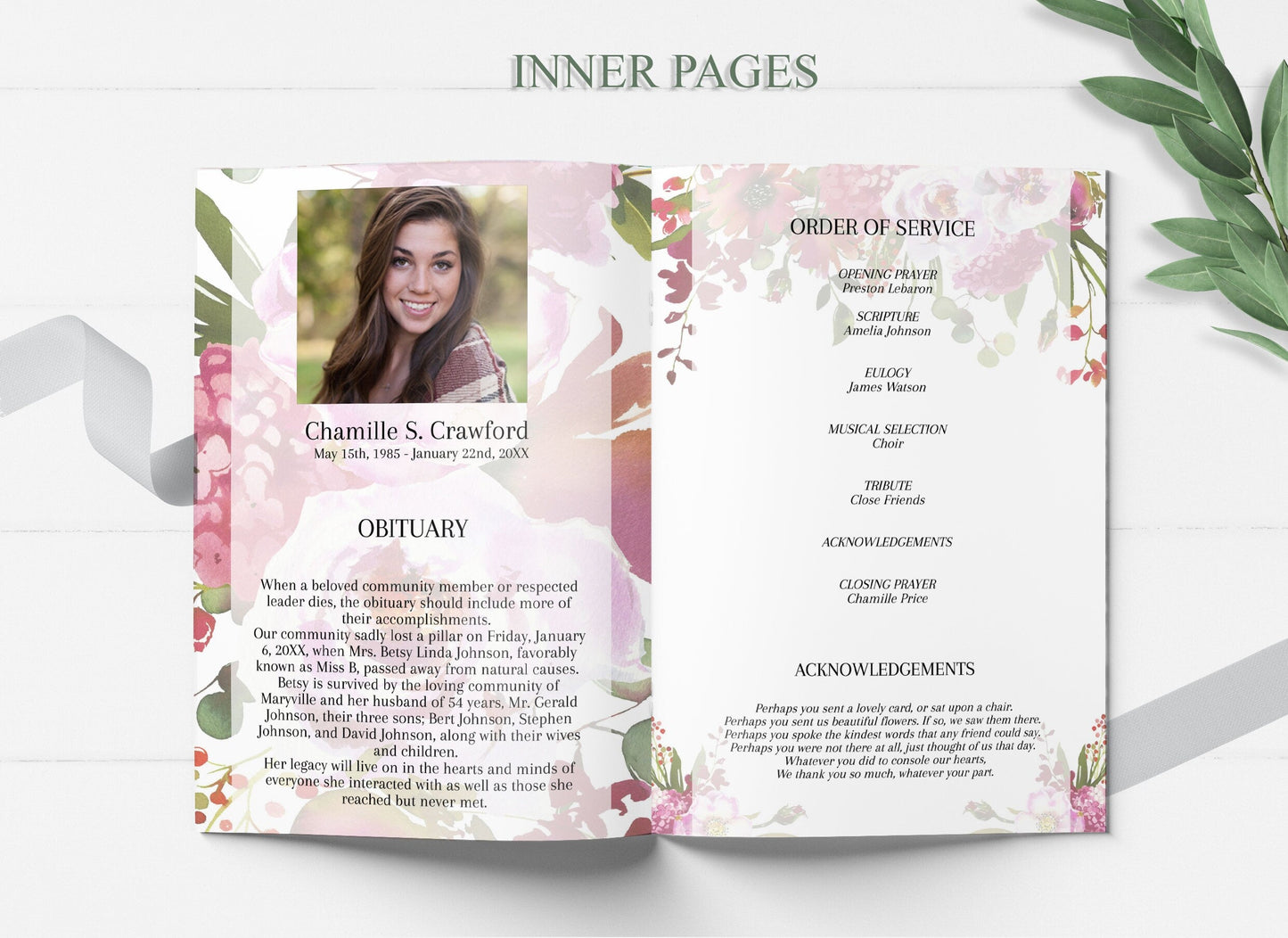 my wife funeral program template