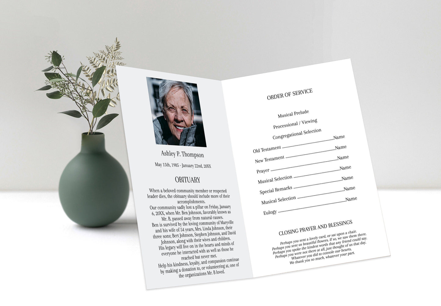 Heart Collage Funeral Program Template | Obituary Template |  Celebration of Life | Memorial Program Template |  A117