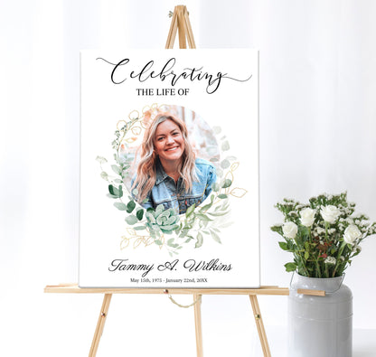 Greenery Funeral Poster Display Photo Collage - Set of 3