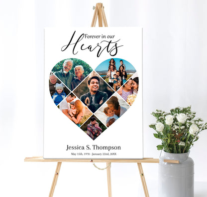 Large Heart Collage Funeral Poster Template