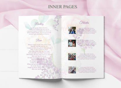 Floral Design 8 Page Funeral Program Template