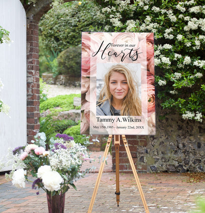 Funeral Welcome Sign | Funeral Poster Photo Sign | Floral Celebration of Life Sign | Memorial Service Welcome Sign | A120