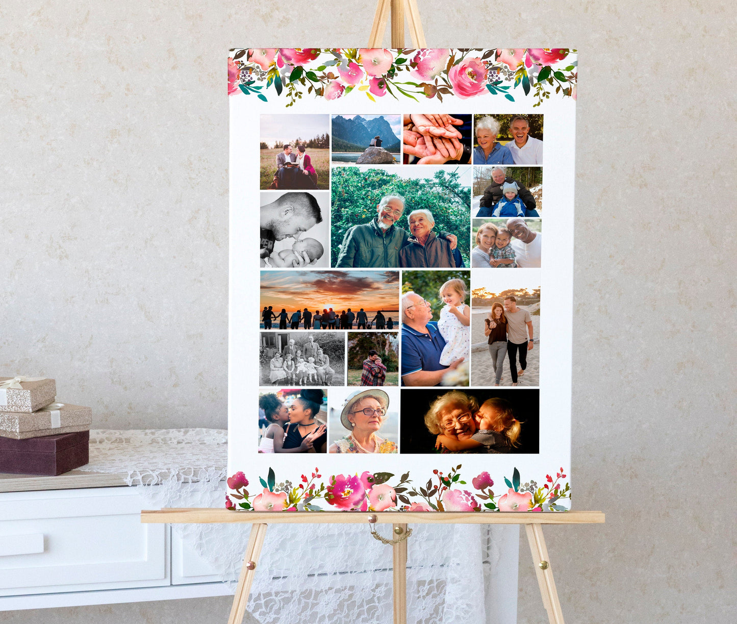 Funeral service photo collage template design