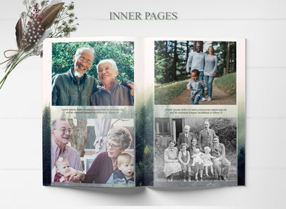 4 picture photo collage inside a funeral pamphlet example