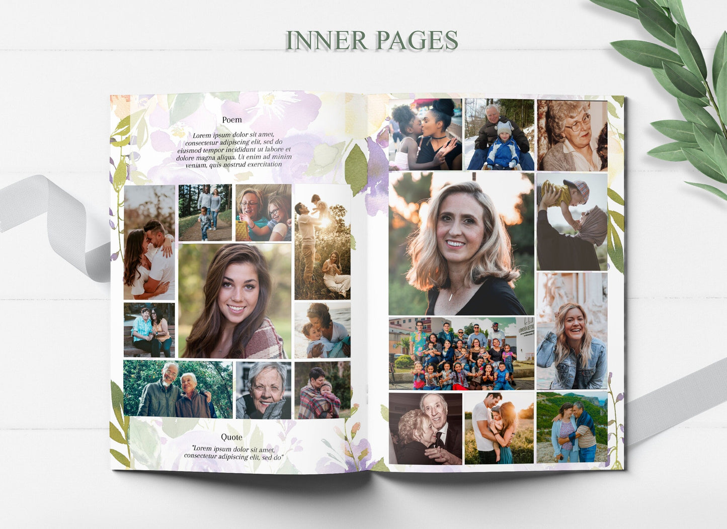floral background photo collage template for memorial service