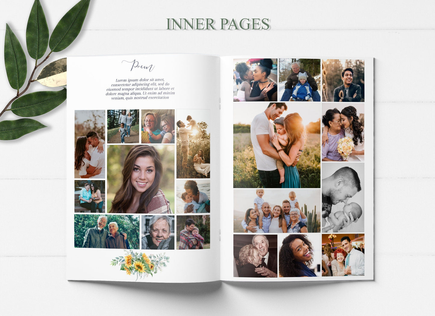 Sunflower Funeral Program Template for Woman - 8 page