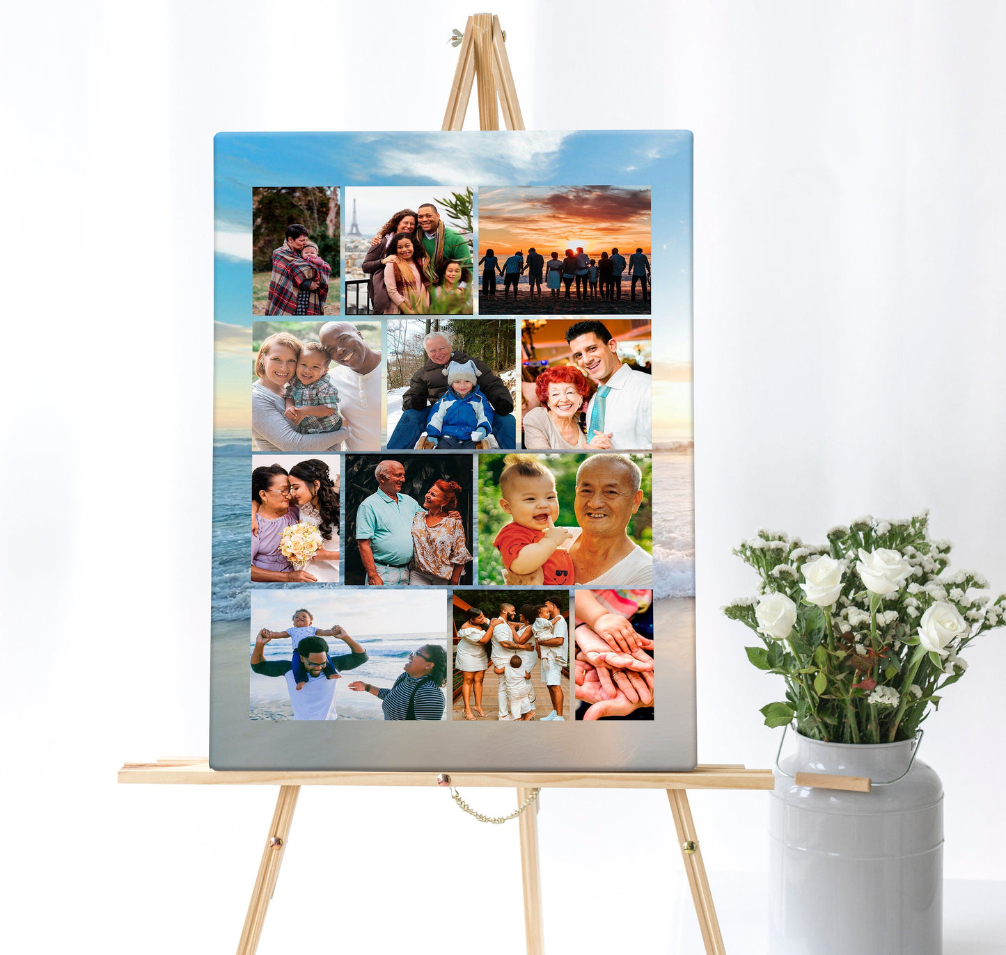 Beach Sunsent Scene Funeral Poster Photo Display - Set of 3