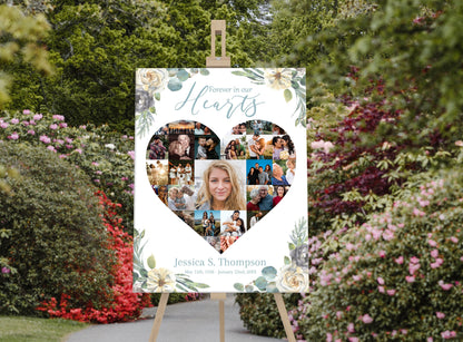 Floral Design Heart Collage Memory Board Template