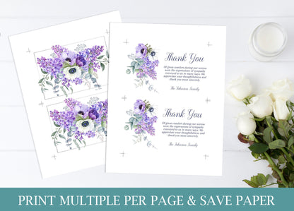 Purple Lilac Thank You Cards Template