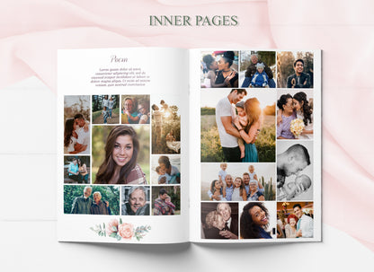 Funeral Template Program With Pink Roses - 8 Page