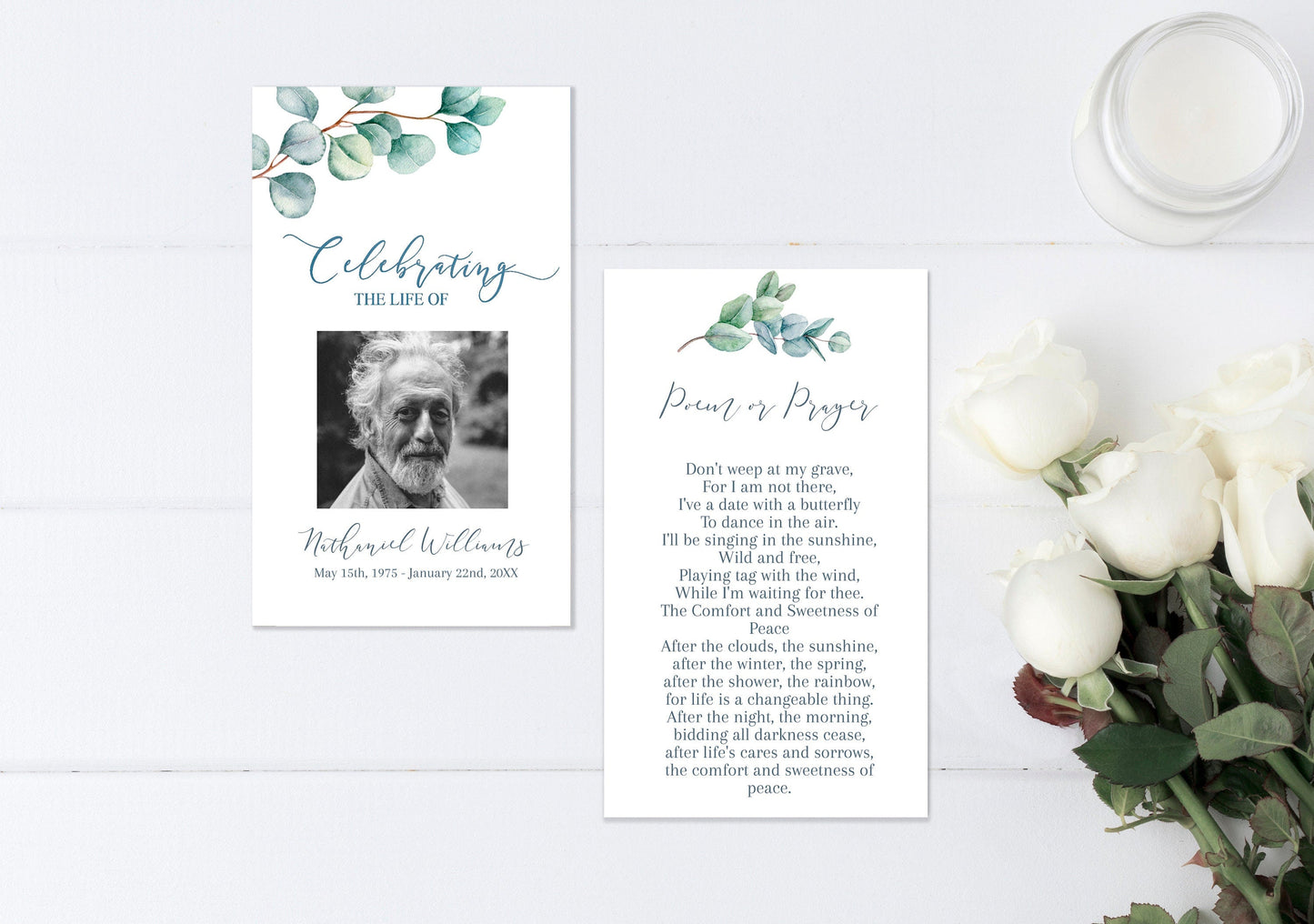 Greenery Funeral Program Templates Bundle