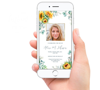 funeral program template on a smarth phone