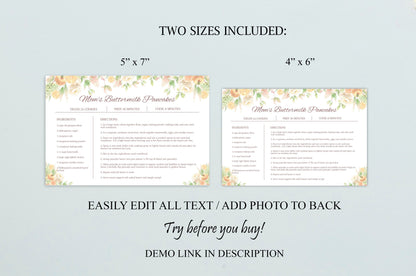 Editable Recipe Card Template | Simple Recipe Card Template