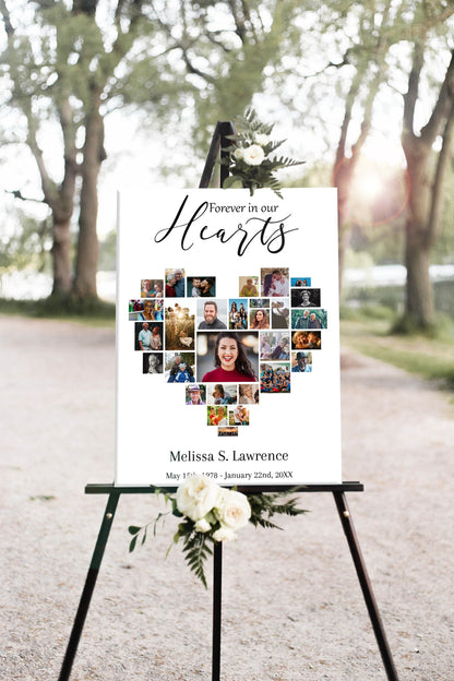Heart photo collage template for funeral service