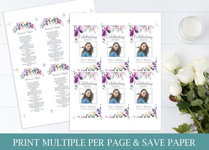 Lily Flowers Funeral Prayer Cards Template