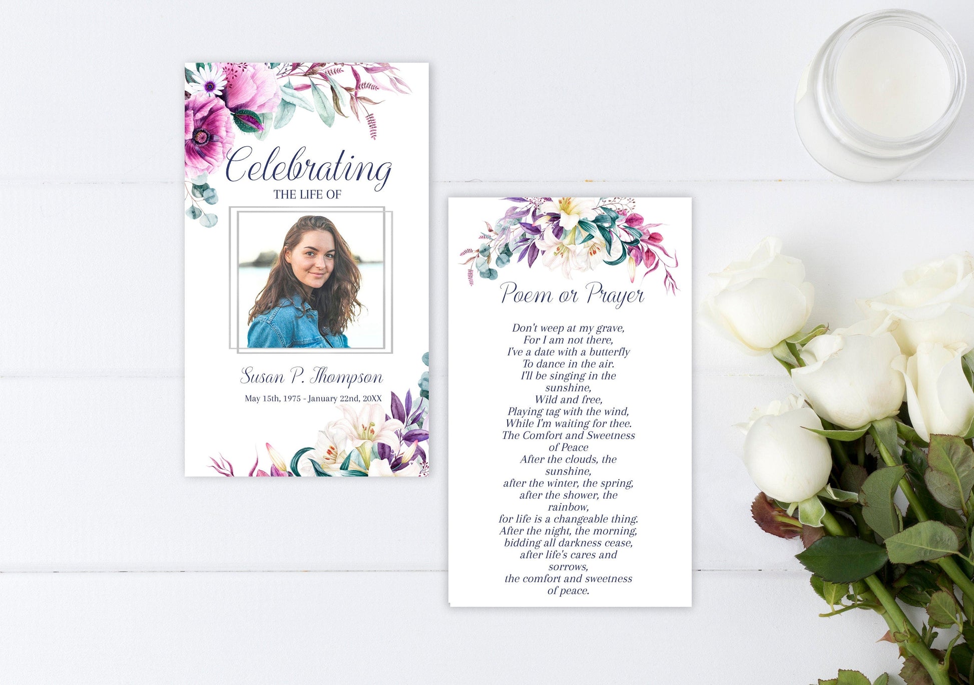 Simple funeral program template front and back