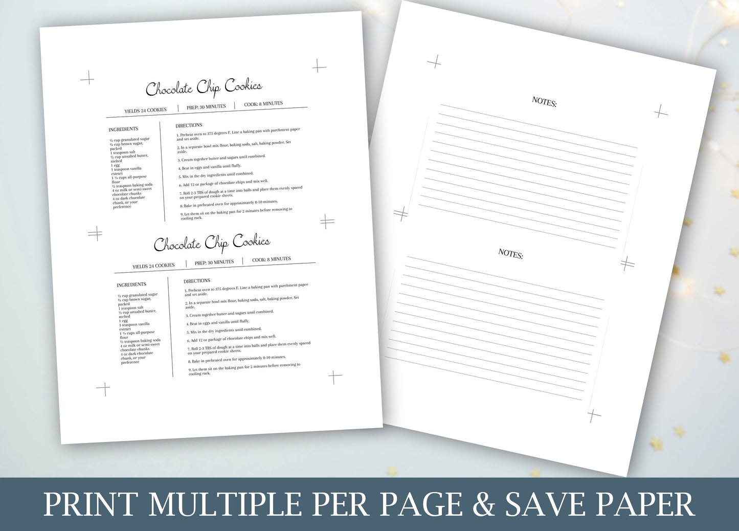 Editable Recipe Card Template | Minimal White Recipe Card | Recipe Book Template