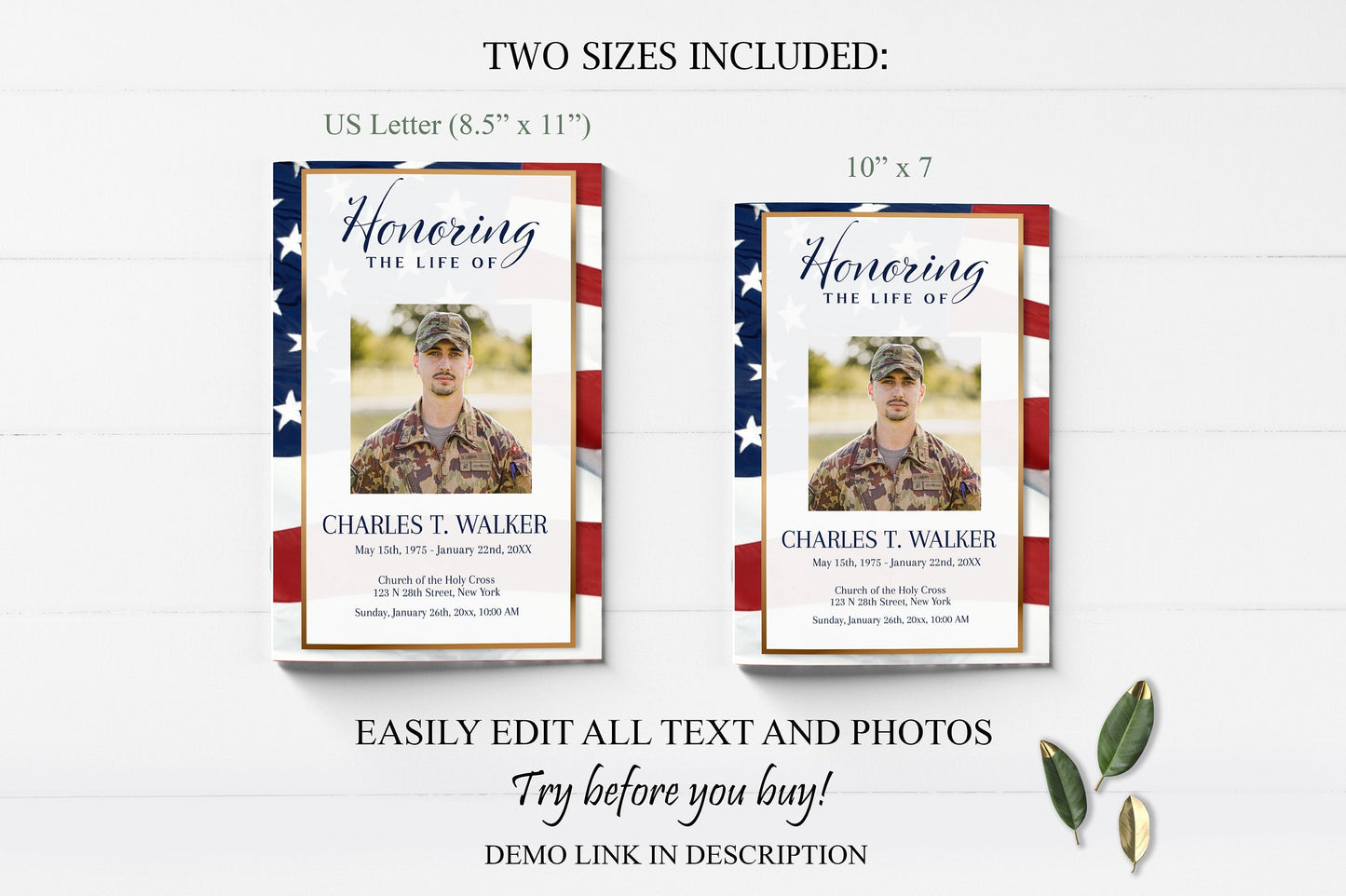 American Flag Funeral Program Template - 8 Page