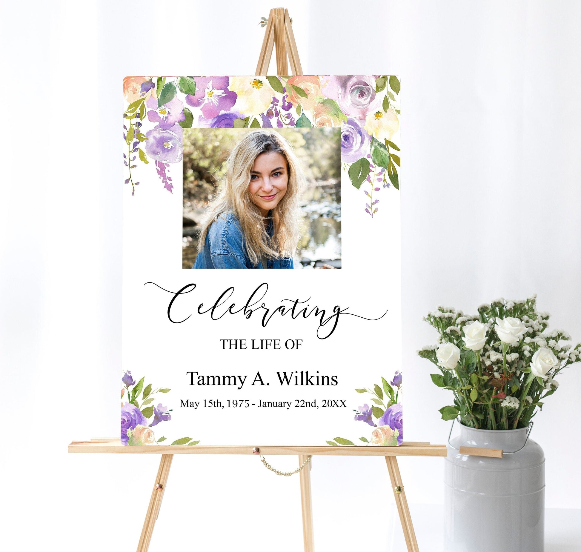 Lilac With Greenery Funeral Photo Display Poster - lovingmemoryprints