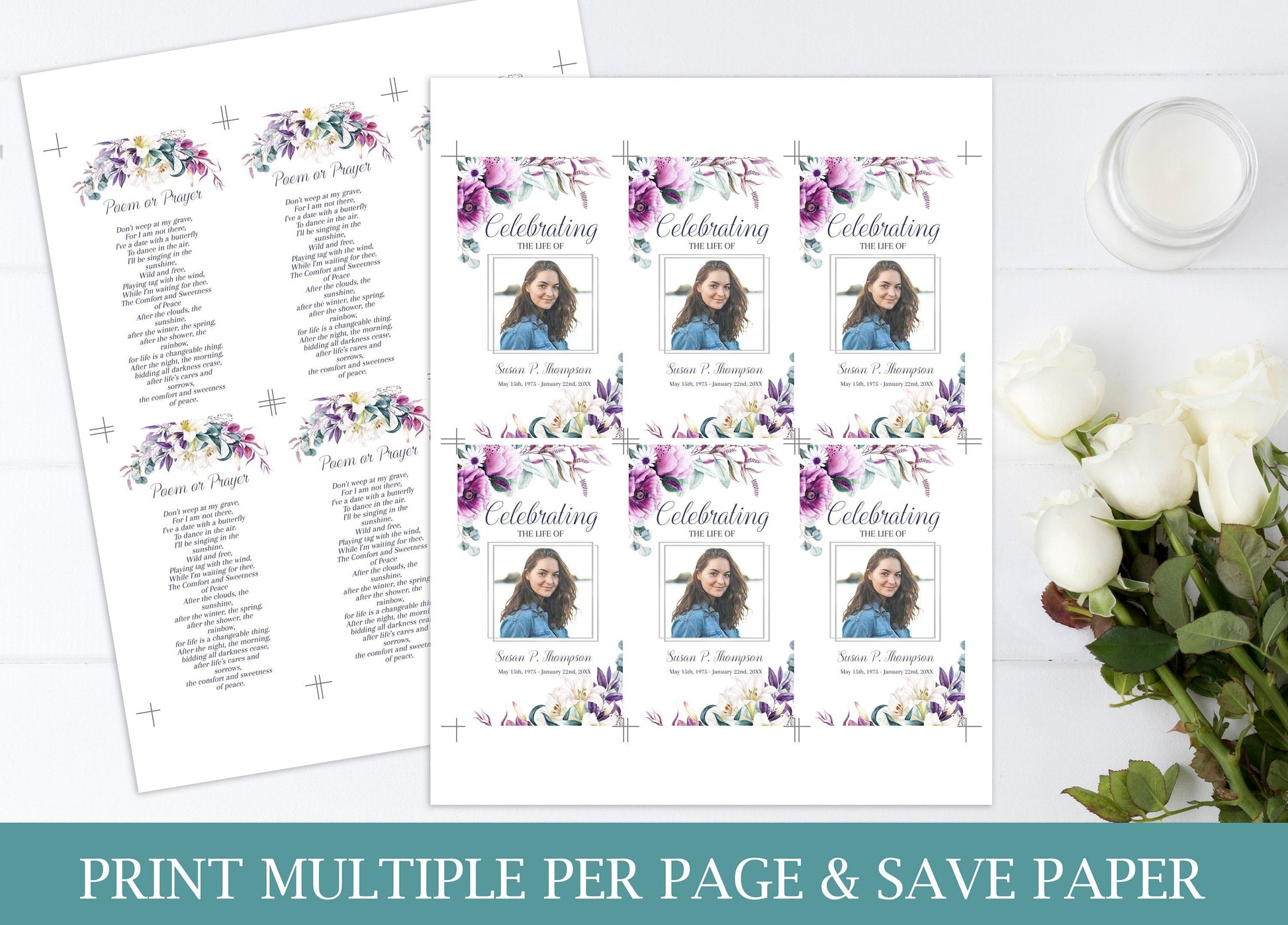 Lily Flowers Funeral Prayer Cards Template - lovingmemoryprints