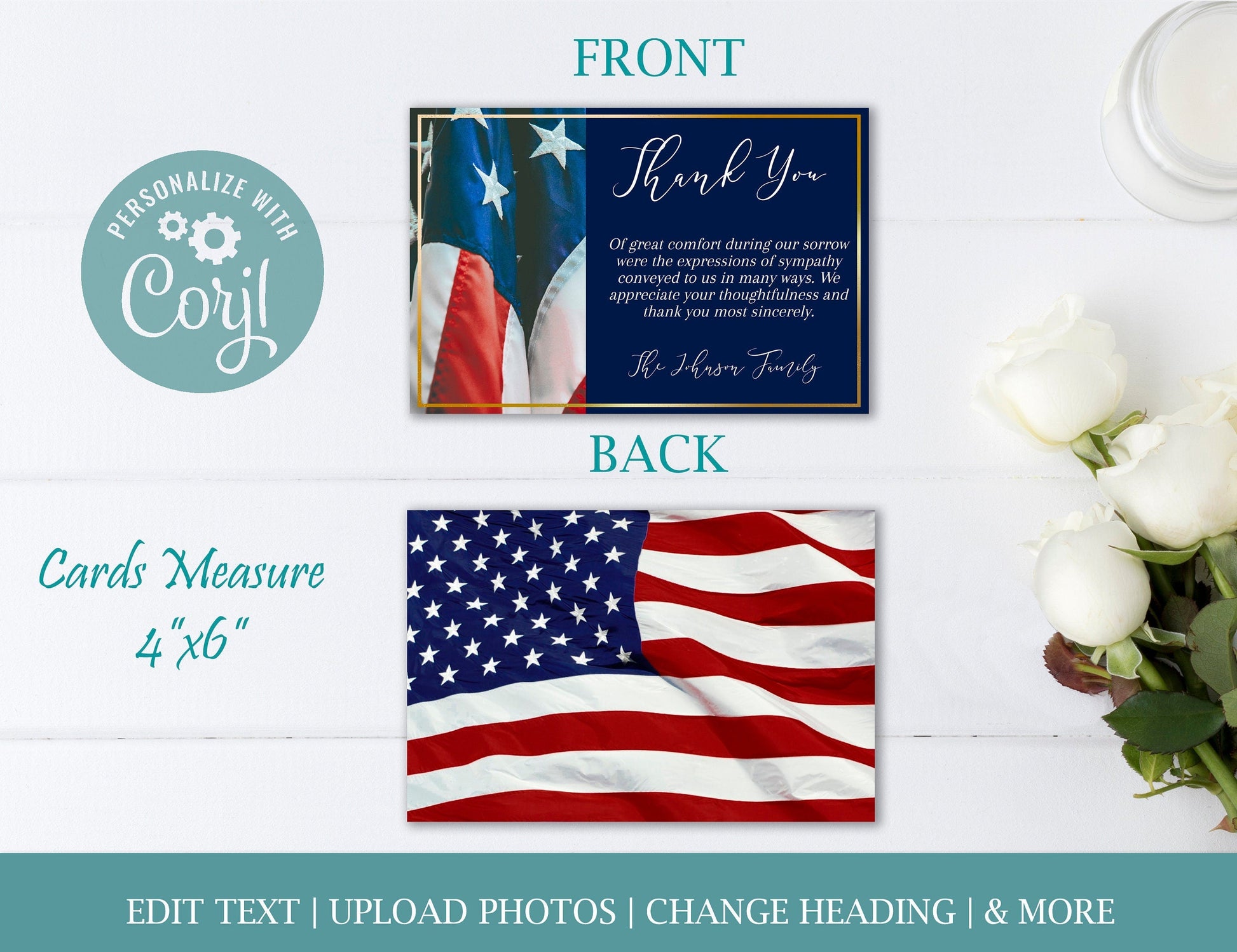 Military Service Funeral Thank You Cards Template - lovingmemoryprints