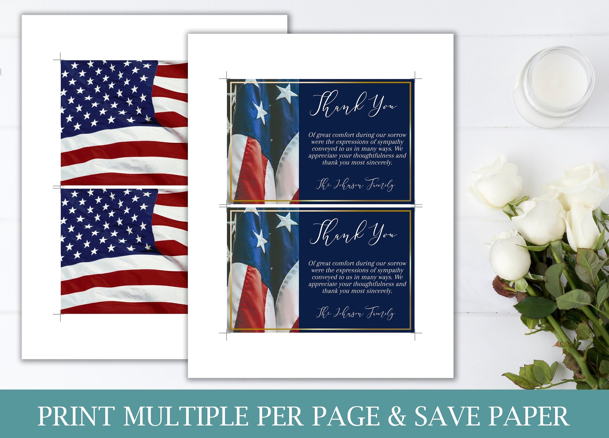 Military Service Funeral Thank You Cards Template - lovingmemoryprints
