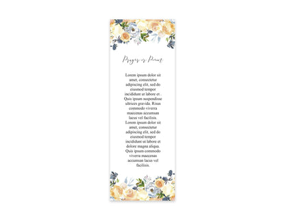 Yellow Rose Funeral Bookmark Keepsake Template - lovingmemoryprints